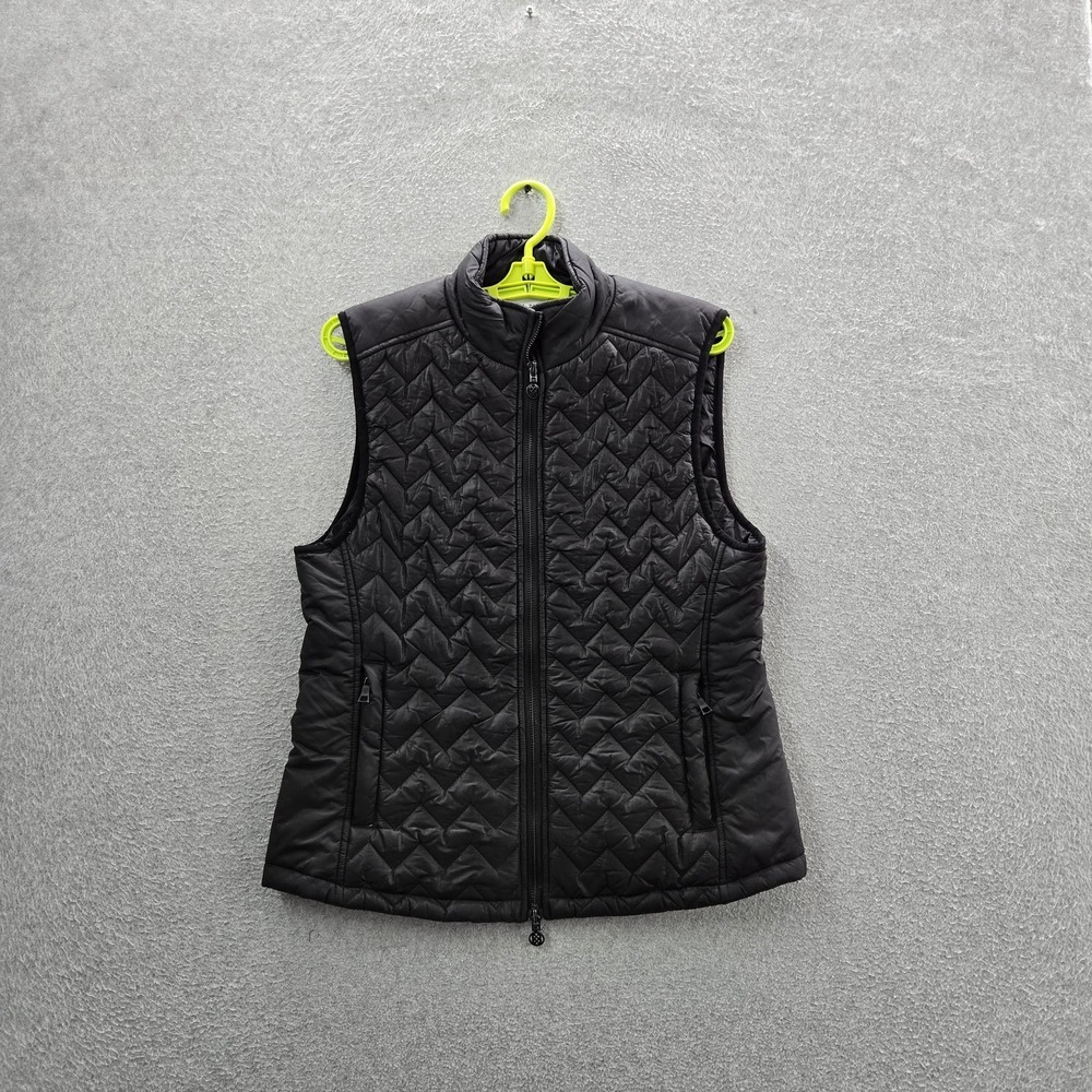 G/FORE Women Jacket M Black Nylon Polyester Vest Geometric‎ Activewear Quilted
